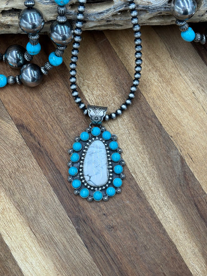 White Buffalo & Turquoise Pendant
