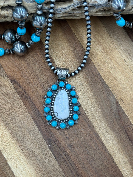 White Buffalo & Turquoise Pendant