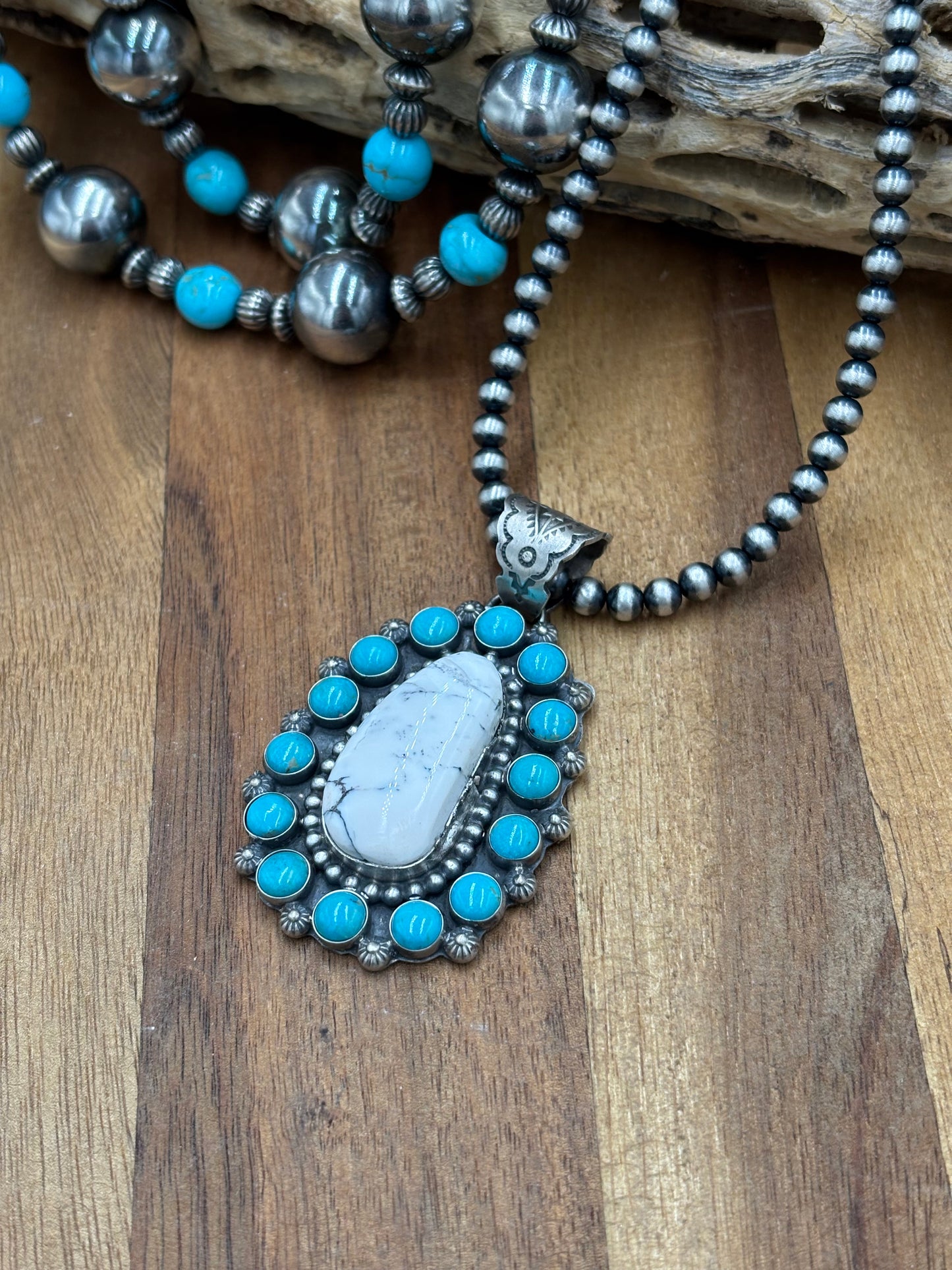 White Buffalo & Turquoise Pendant
