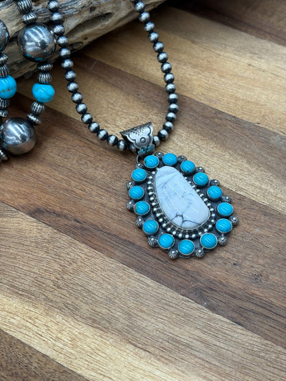 White Buffalo & Turquoise Pendant