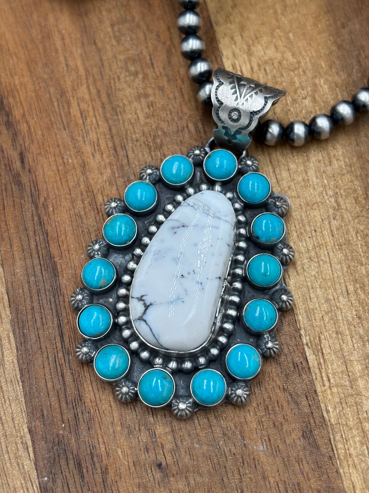 White Buffalo & Turquoise Pendant
