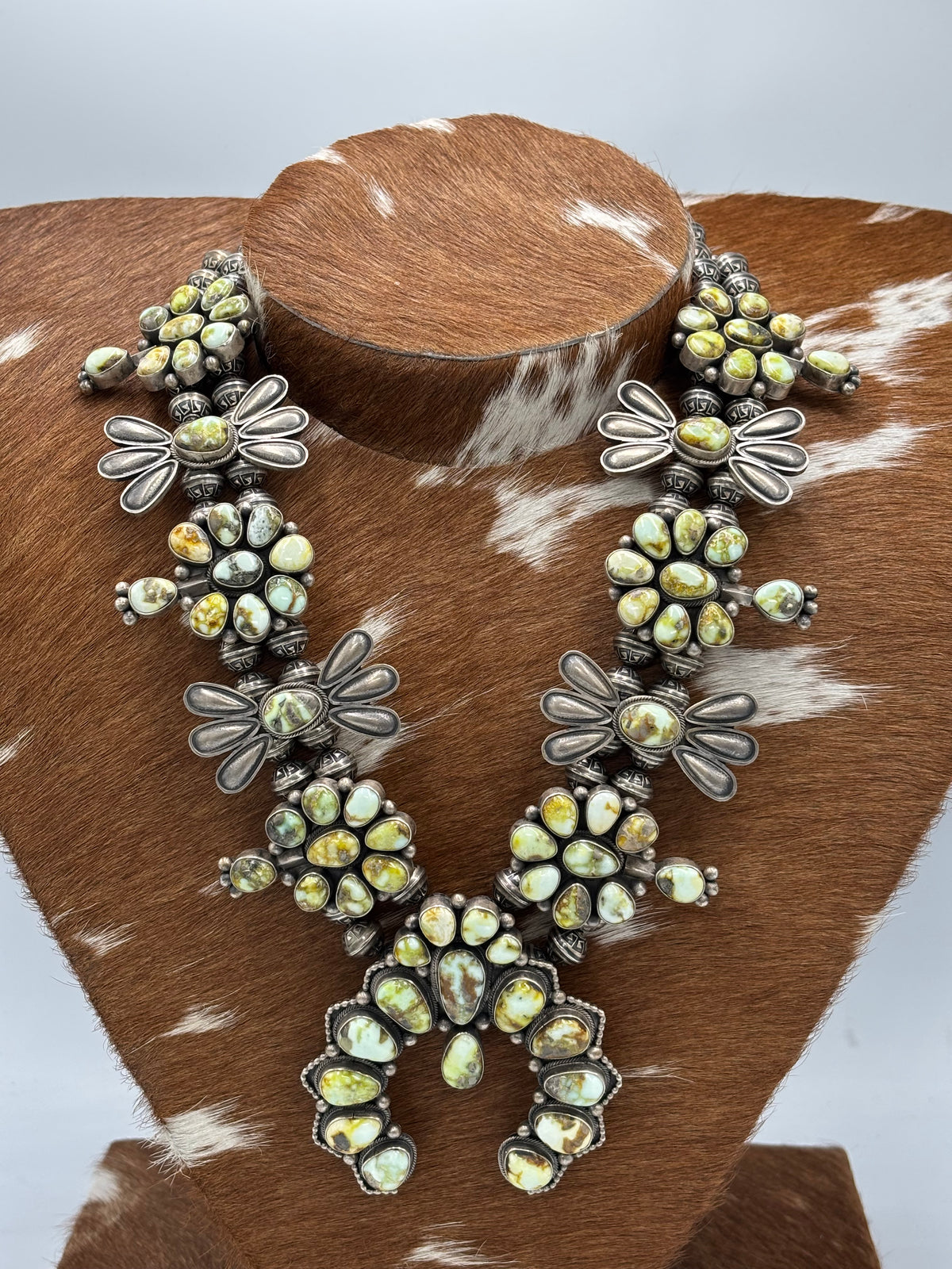 Palomino #1012-5 Squash Blossom Statement Necklace by Mark Yazzie, Navajo
