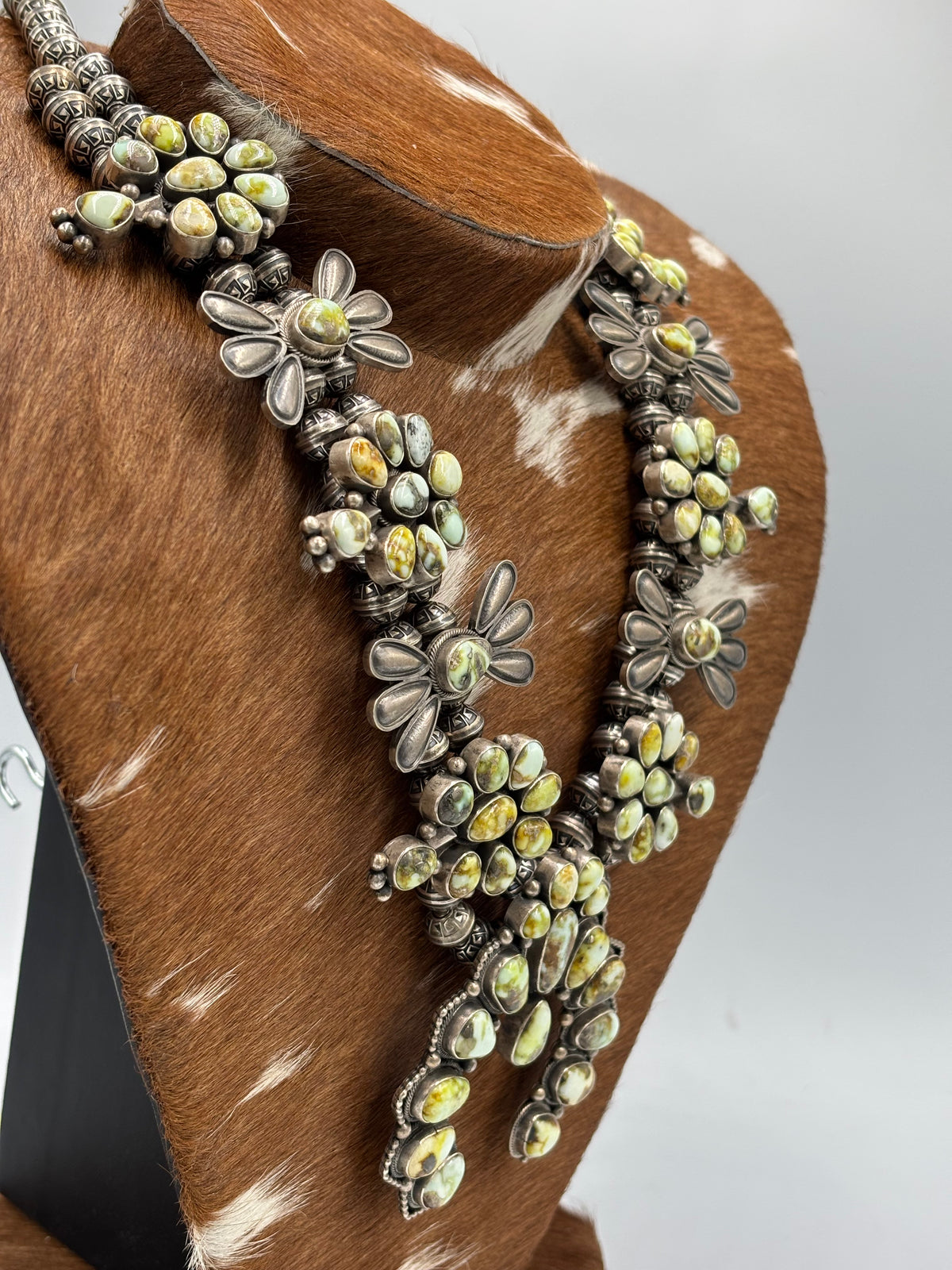 Palomino #1012-5 Squash Blossom Statement Necklace by Mark Yazzie, Navajo