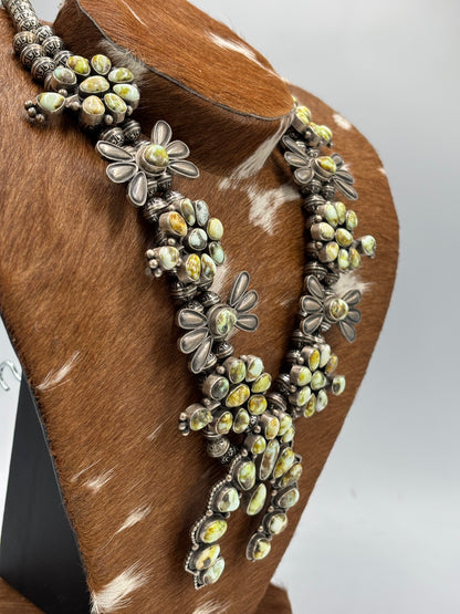 Palomino #1012-5 Squash Blossom Statement Necklace by Mark Yazzie, Navajo
