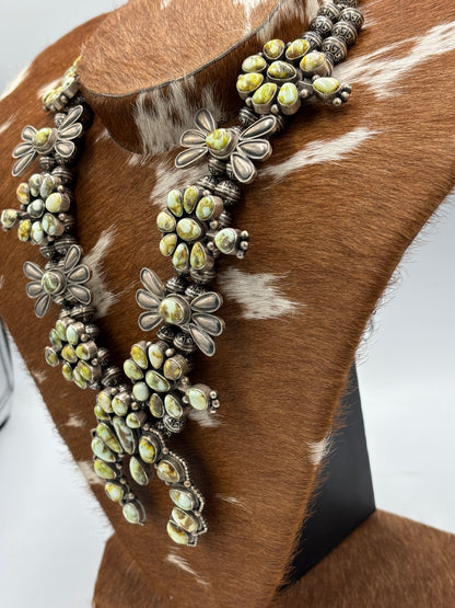 Palomino #1012-5 Squash Blossom Statement Necklace by Mark Yazzie, Navajo