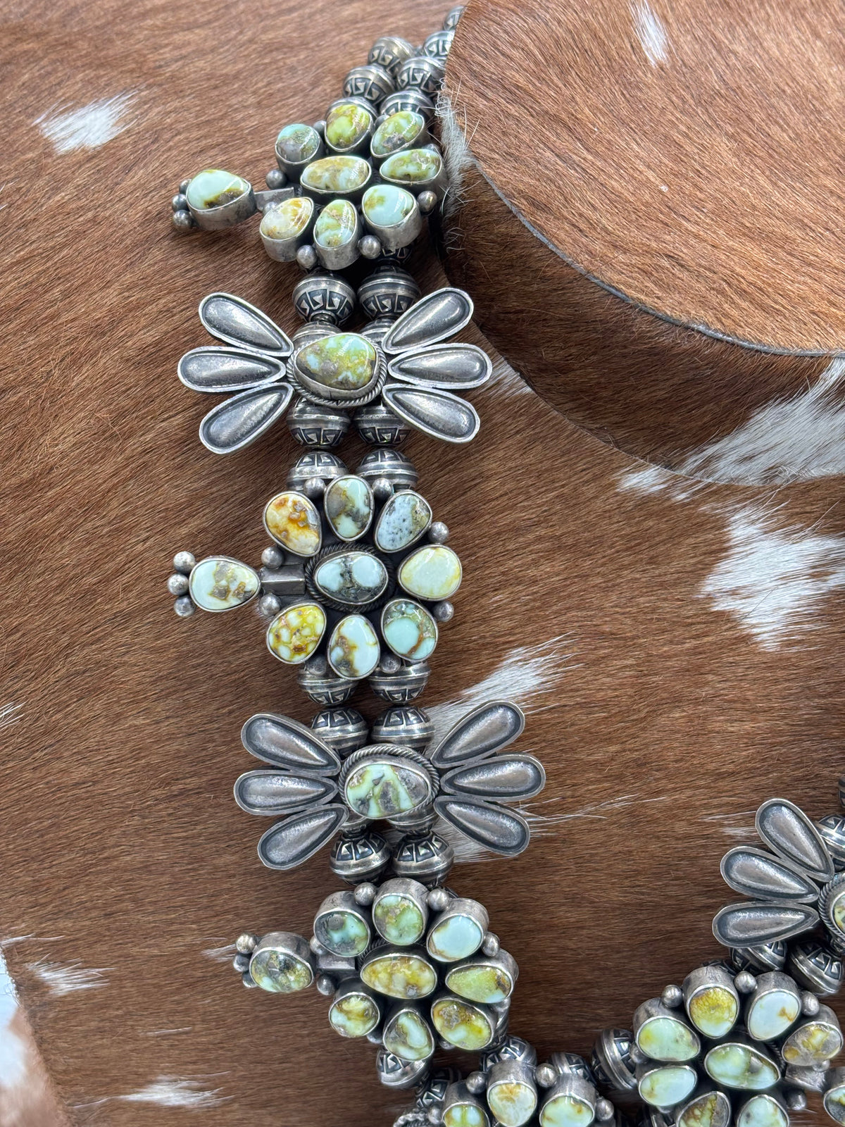 Palomino #1012-5 Squash Blossom Statement Necklace by Mark Yazzie, Navajo
