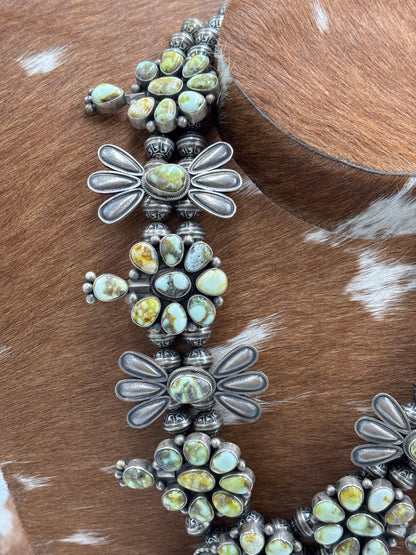 Palomino #1012-5 Squash Blossom Statement Necklace by Mark Yazzie, Navajo