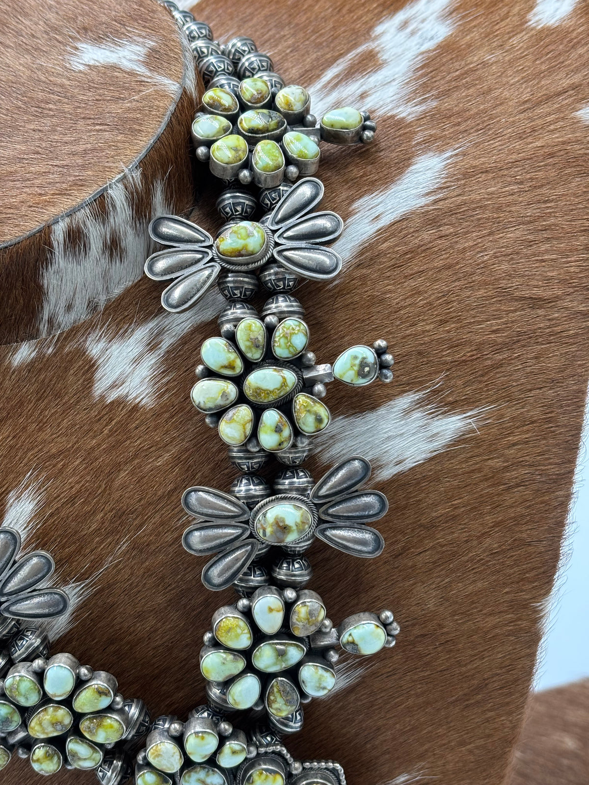 Palomino #1012-5 Squash Blossom Statement Necklace by Mark Yazzie, Navajo