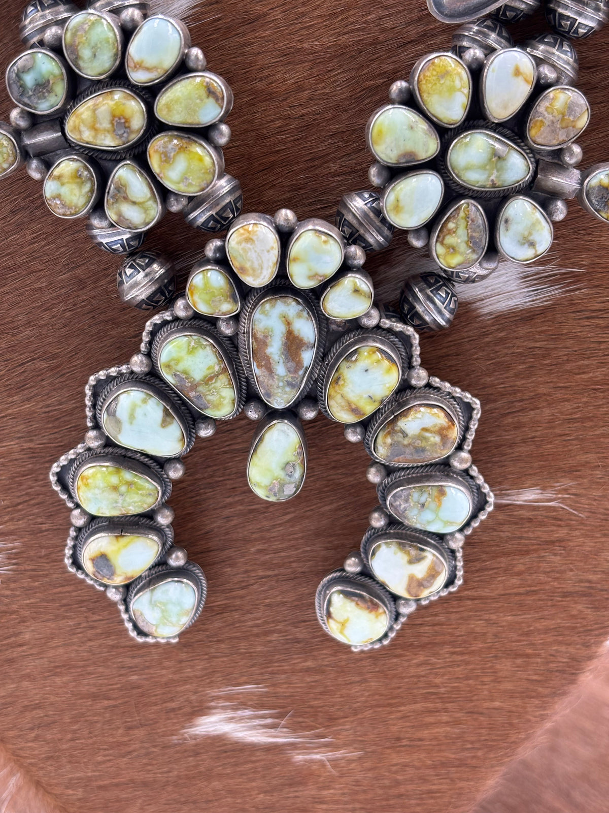 Palomino #1012-5 Squash Blossom Statement Necklace by Mark Yazzie, Navajo