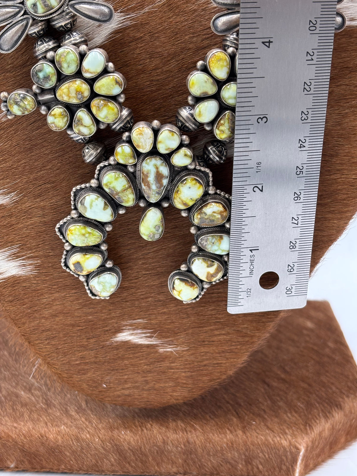 Palomino #1012-5 Squash Blossom Statement Necklace by Mark Yazzie, Navajo