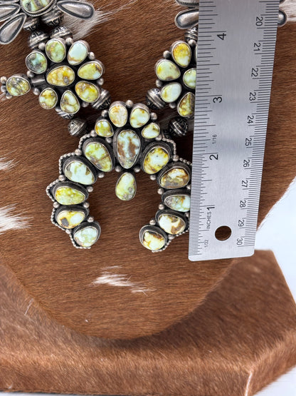 Palomino #1012-5 Squash Blossom Statement Necklace by Mark Yazzie, Navajo