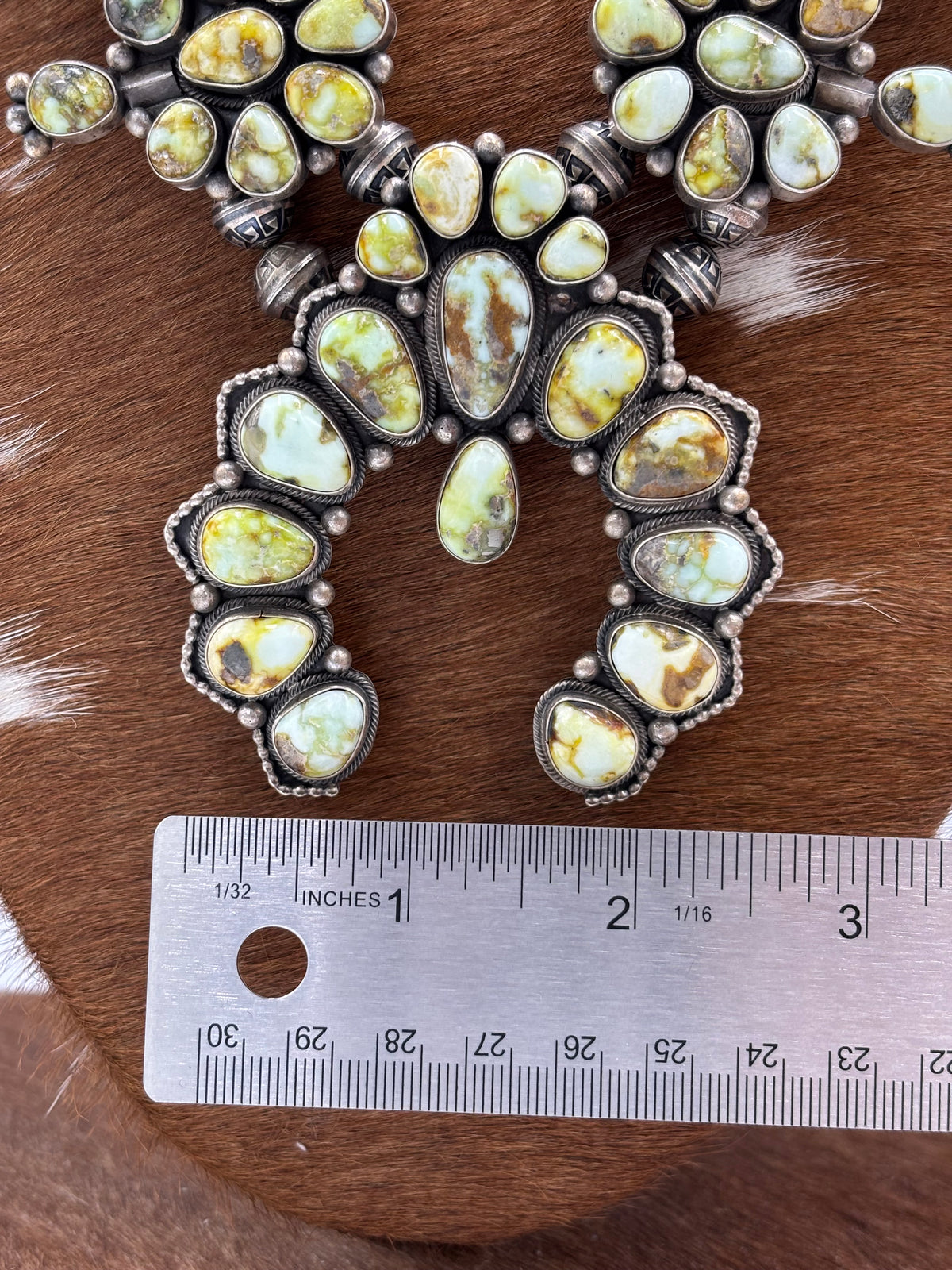 Palomino #1012-5 Squash Blossom Statement Necklace by Mark Yazzie, Navajo