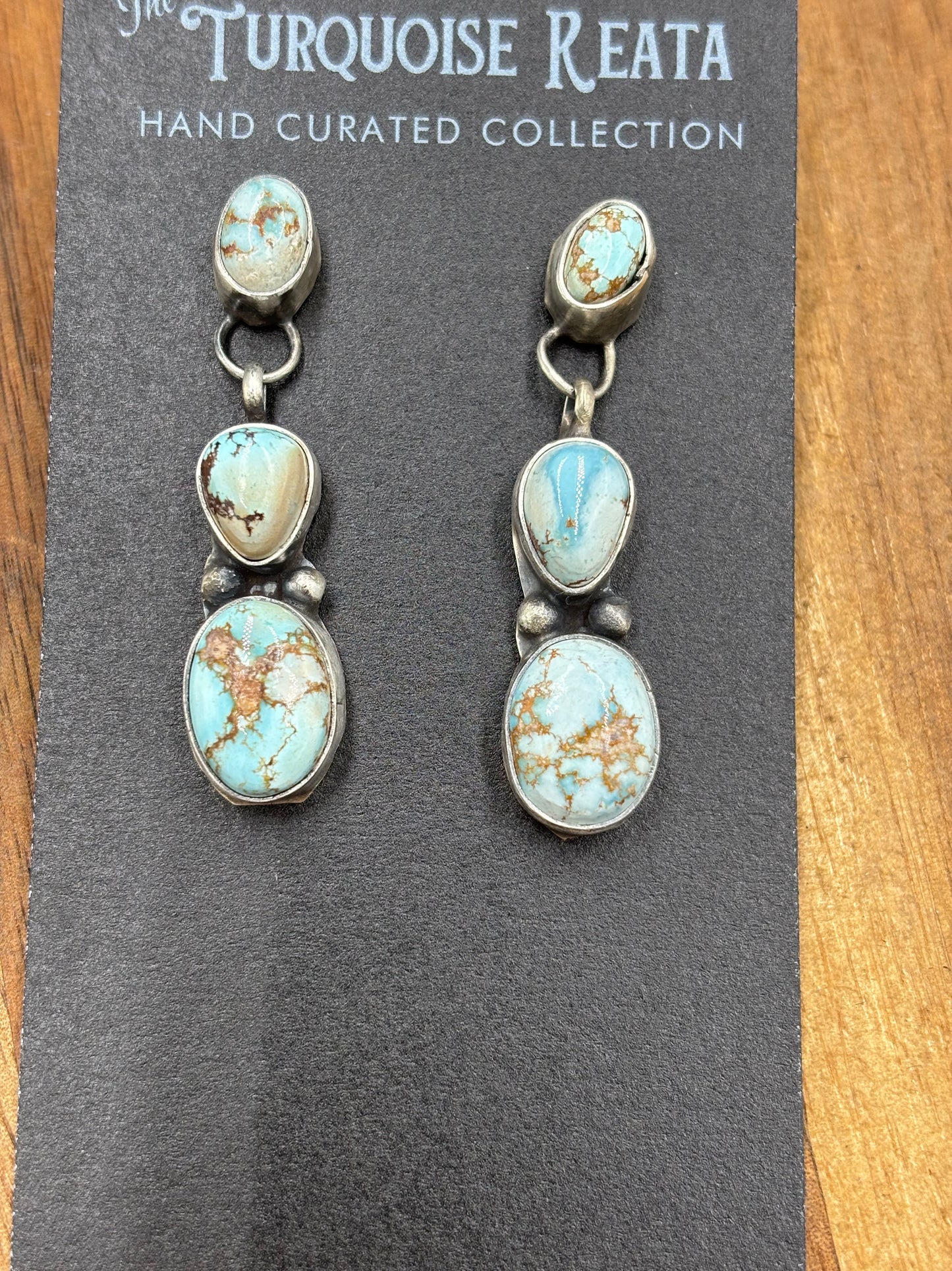 Golden Hills Turquoise Drop Earrings #3 by Ella Peters, Navajo