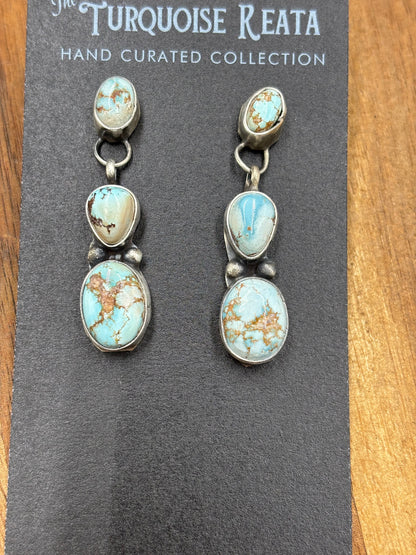 Golden Hills Turquoise Drop Earrings #3 by Ella Peters, Navajo