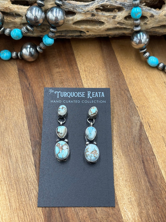 Golden Hills Turquoise Drop Earrings #3 by Ella Peters, Navajo