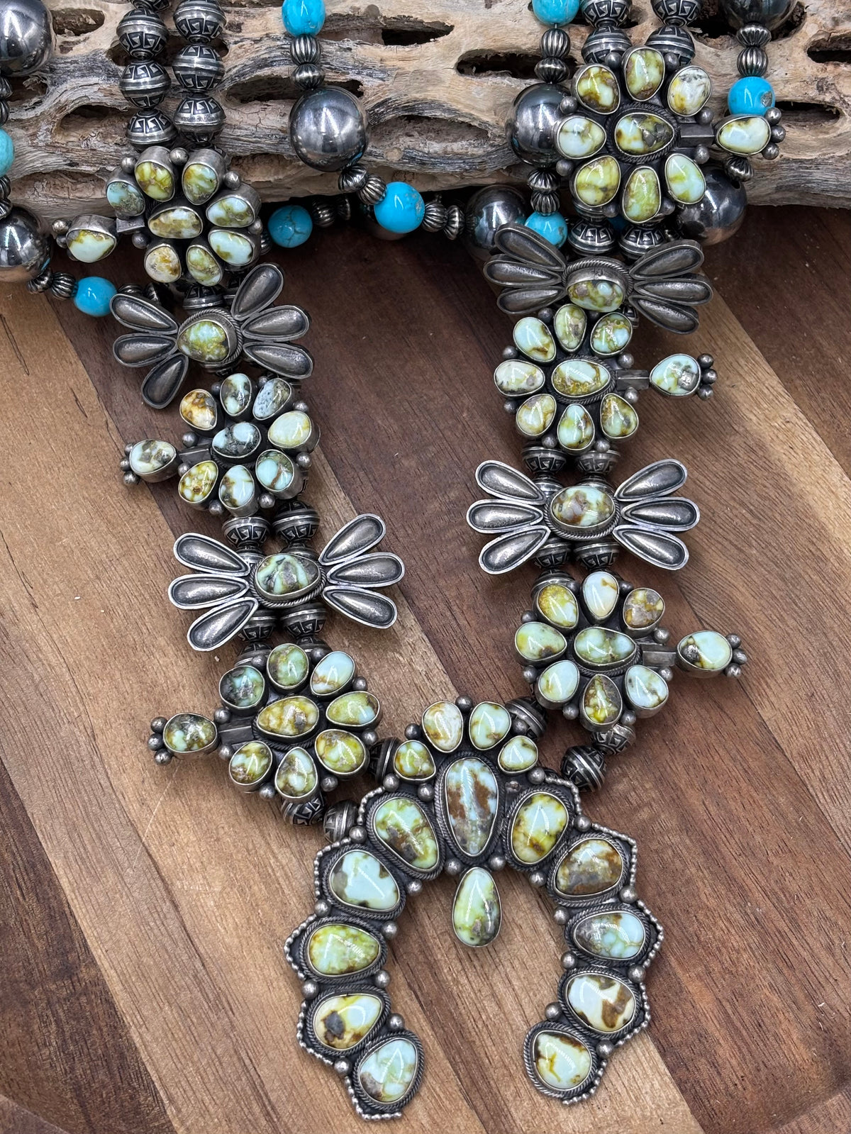 Palomino #1012-5 Squash Blossom Statement Necklace by Mark Yazzie, Navajo