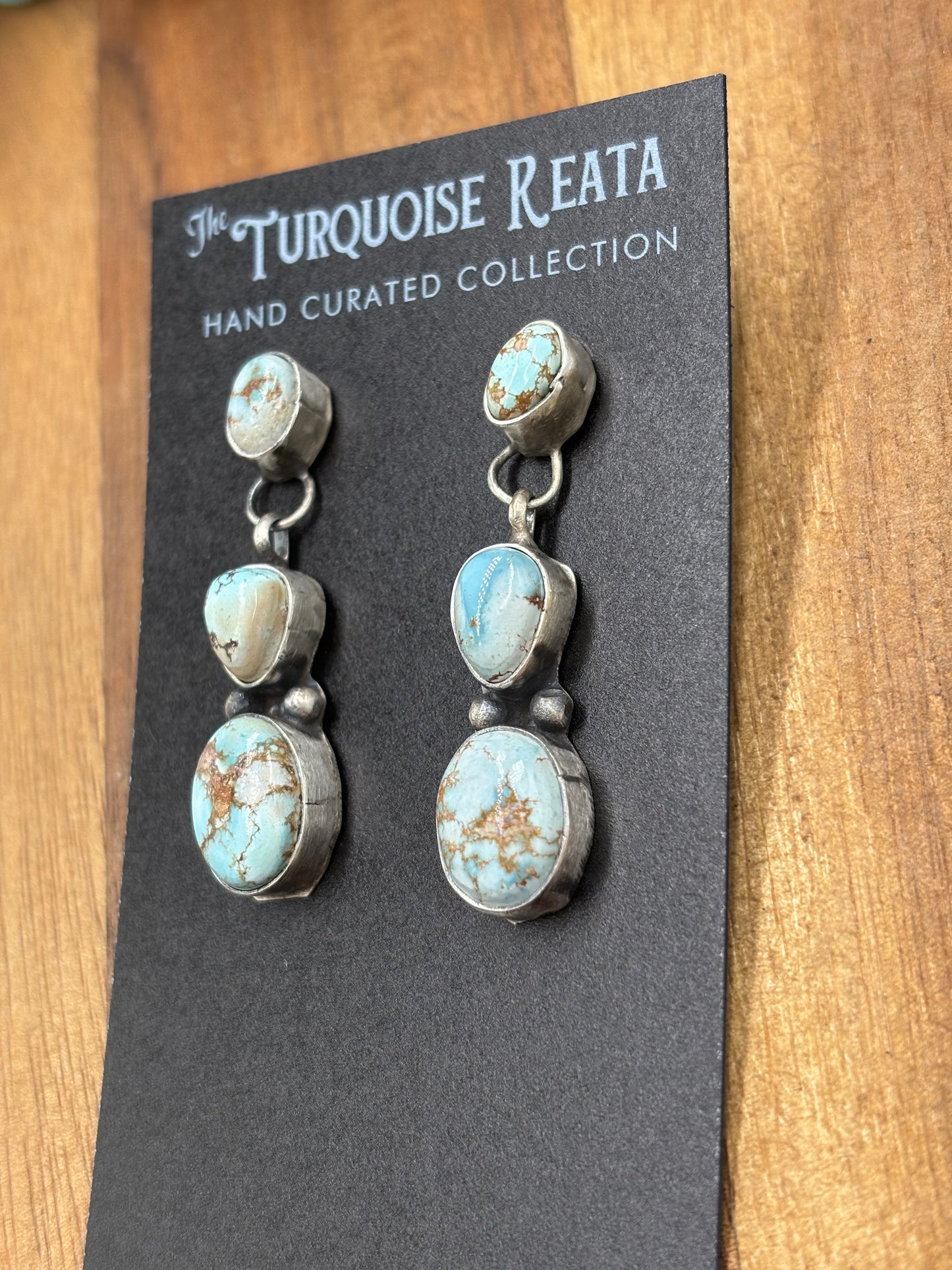 Golden Hills Turquoise Drop Earrings #3 by Ella Peters, Navajo