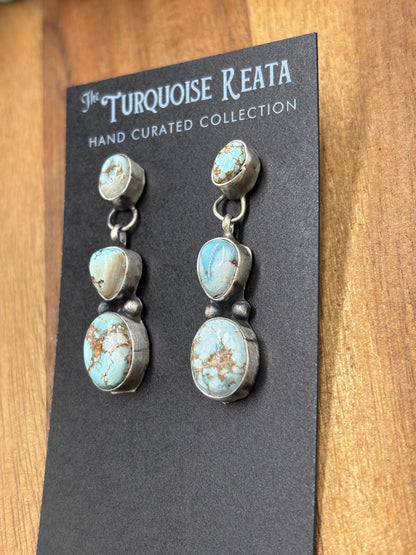 Golden Hills Turquoise Drop Earrings #3 by Ella Peters, Navajo