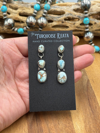 Golden Hills Turquoise Drop Earrings #3 by Ella Peters, Navajo