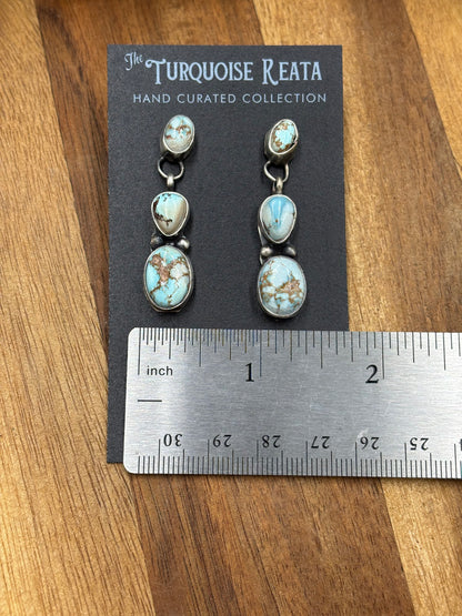 Golden Hills Turquoise Drop Earrings #3 by Ella Peters, Navajo