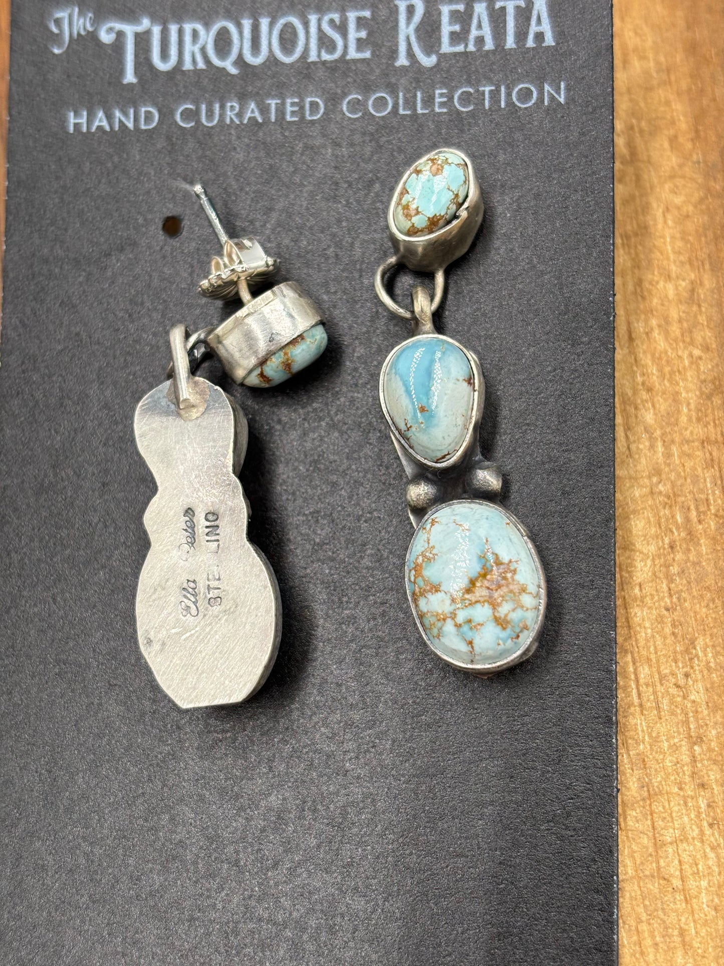 Golden Hills Turquoise Drop Earrings #3 by Ella Peters, Navajo