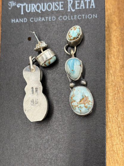 Golden Hills Turquoise Drop Earrings #3 by Ella Peters, Navajo