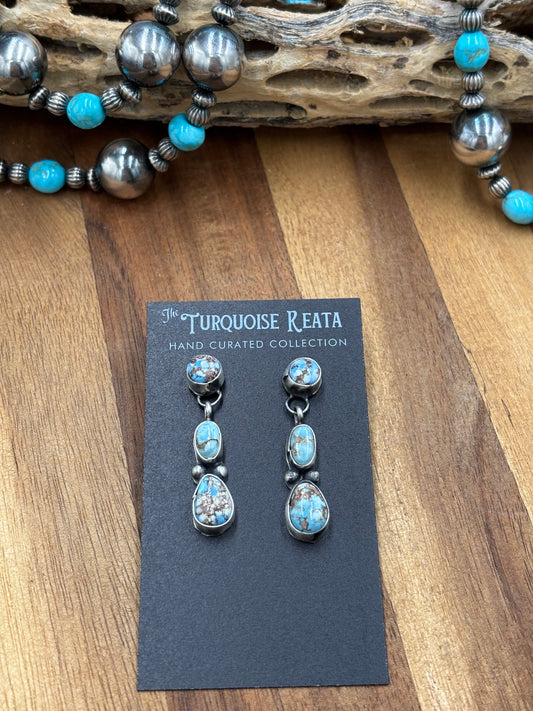 Golden Hills Turquoise Drop Earrings #4 by Ella Peters, Navajo