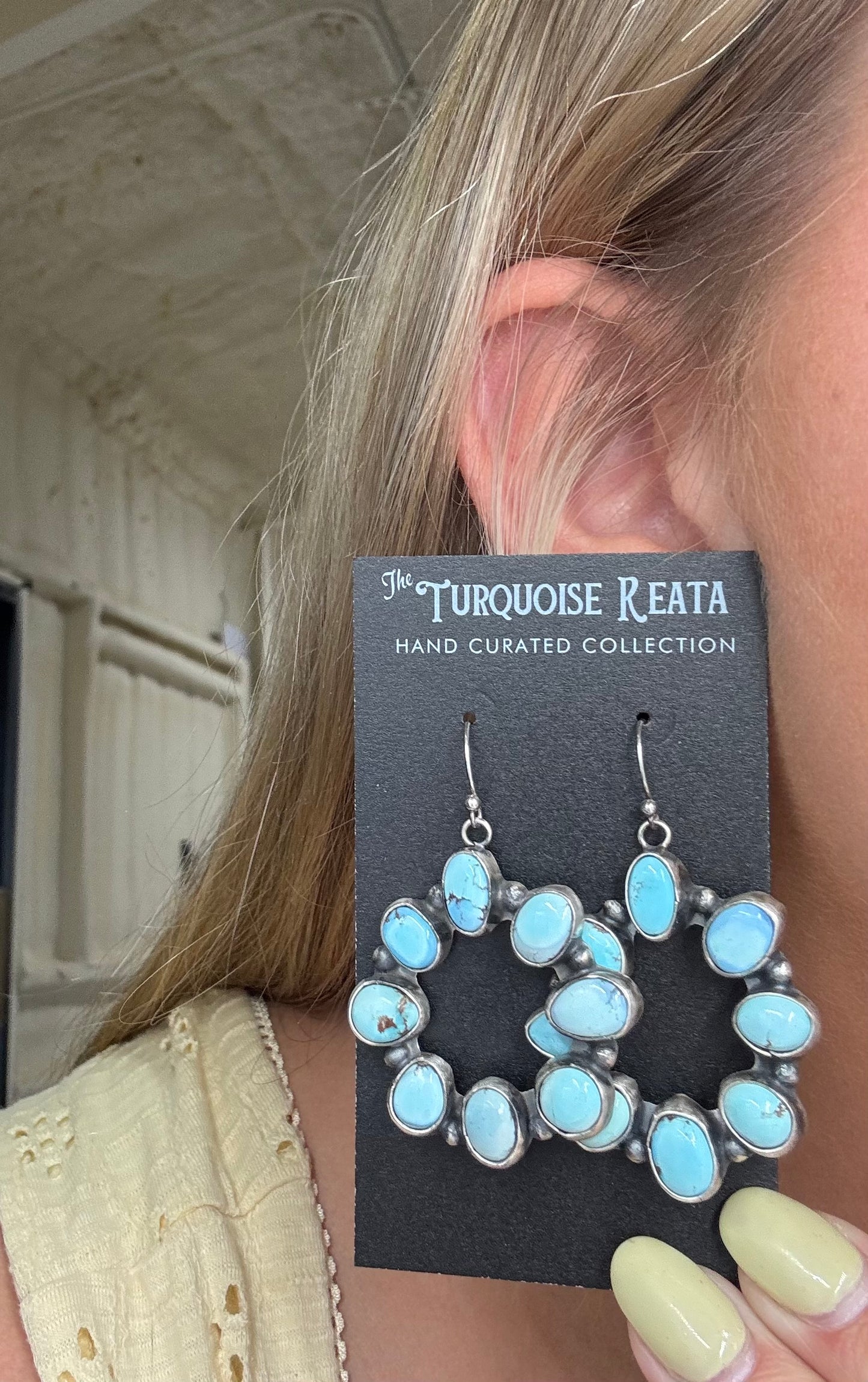 Golden Hills Circle Earrings #1 by Ella Peters, Navajo