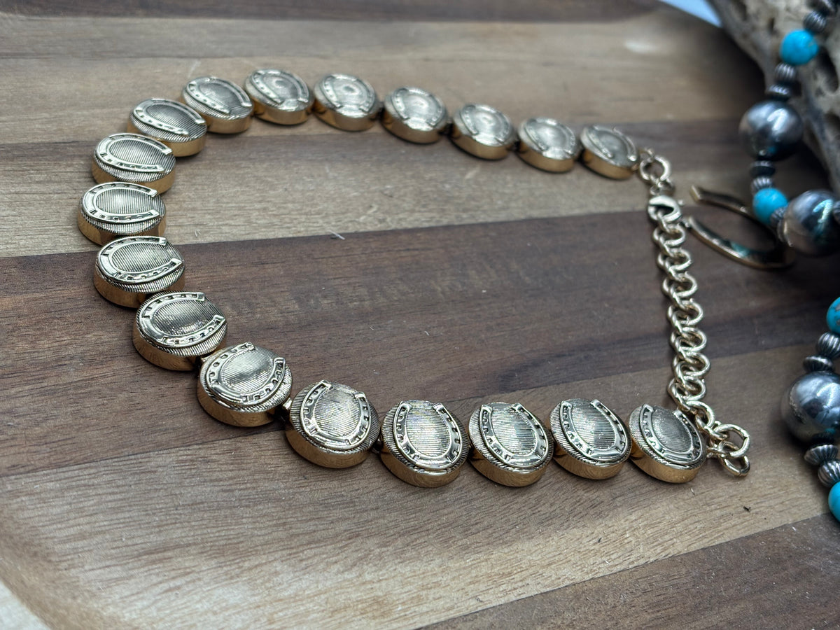 Horseshoe Medallion #1012-2 Necklace Gold