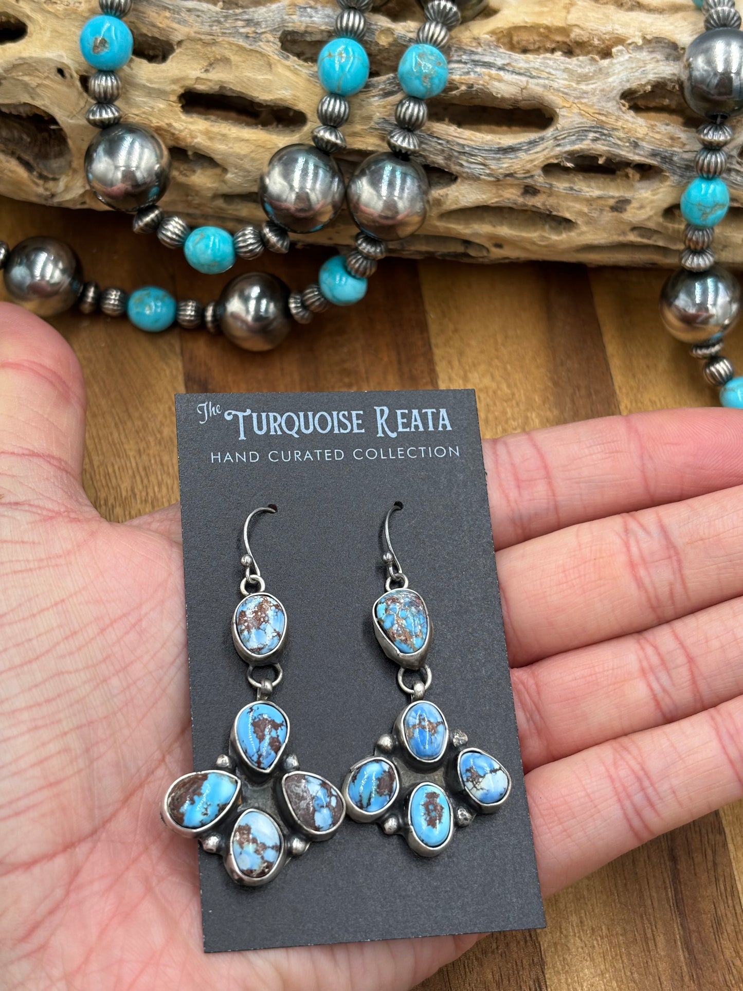 Golden Hills Earrings #9 by Ella Peters, Navajo