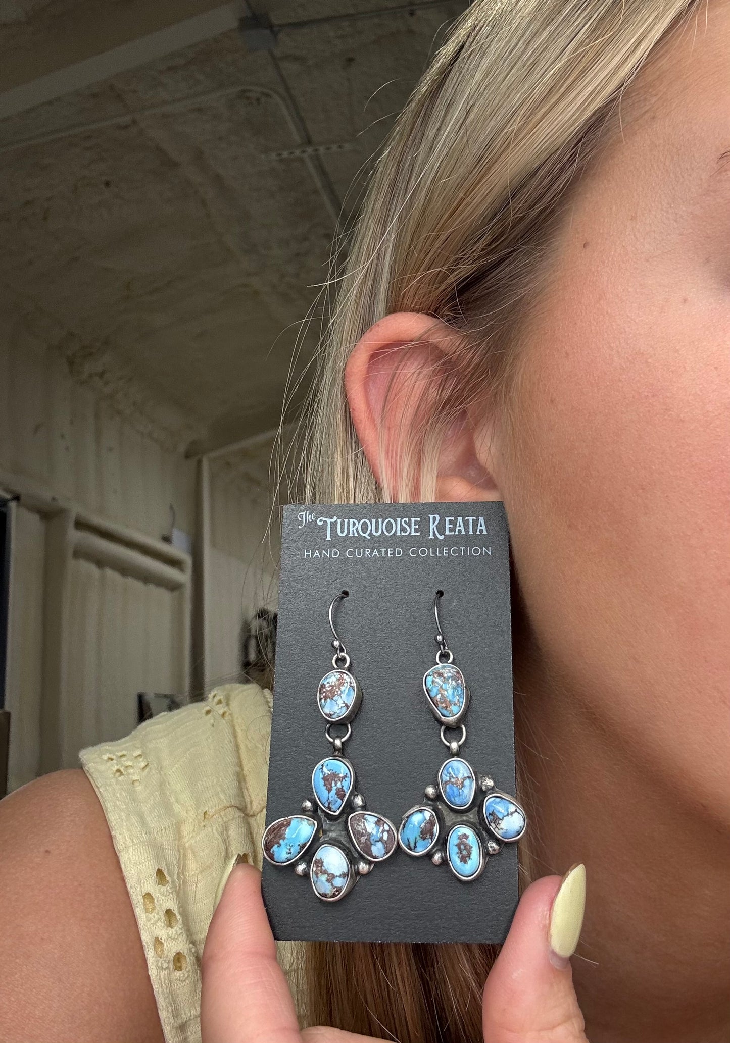 Golden Hills Earrings #9 by Ella Peters, Navajo