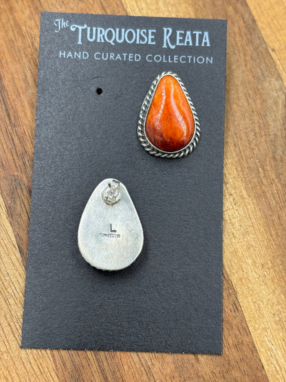 Orange Spiny Stud Earrings by Trish Largo, Navajo