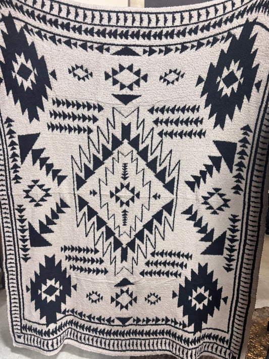 Cream & Black Aztec Blanket