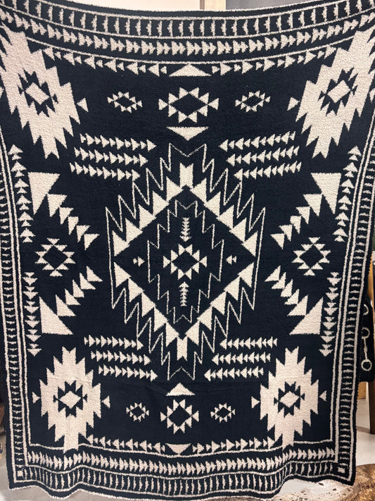 Cream & Black Aztec Blanket