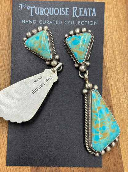 Kingman Turquoise Earrings #2 by Elouise Kee, Navajo