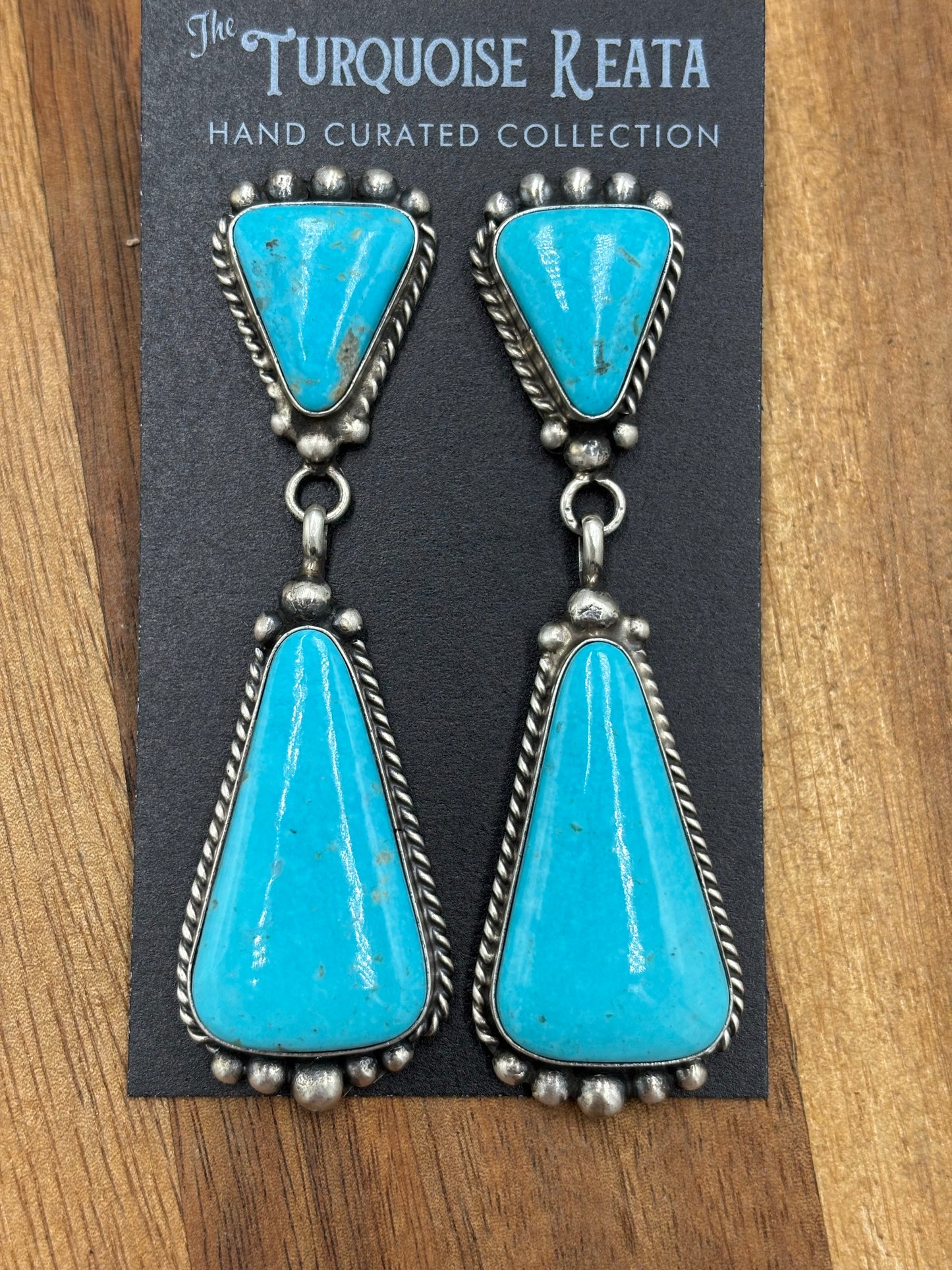 Kingman Turquoise Earrings #3 by Elouise Kee, Navajo