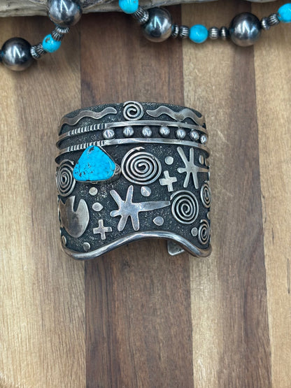 Turquoise #1022-33 Cuff by Alex Sanchez, Navajo