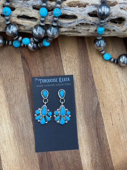 Kingman Turquoise Earrings #1 by Alicia Wilson, Zuni