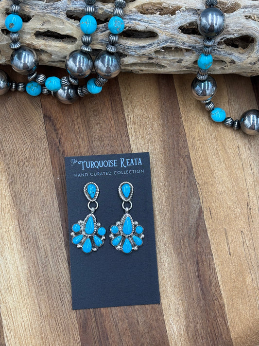 Kingman Turquoise Earrings #1 by Alicia Wilson, Zuni