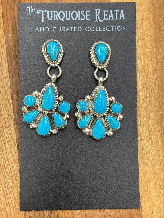 Kingman Turquoise Earrings #1 by Alicia Wilson, Zuni