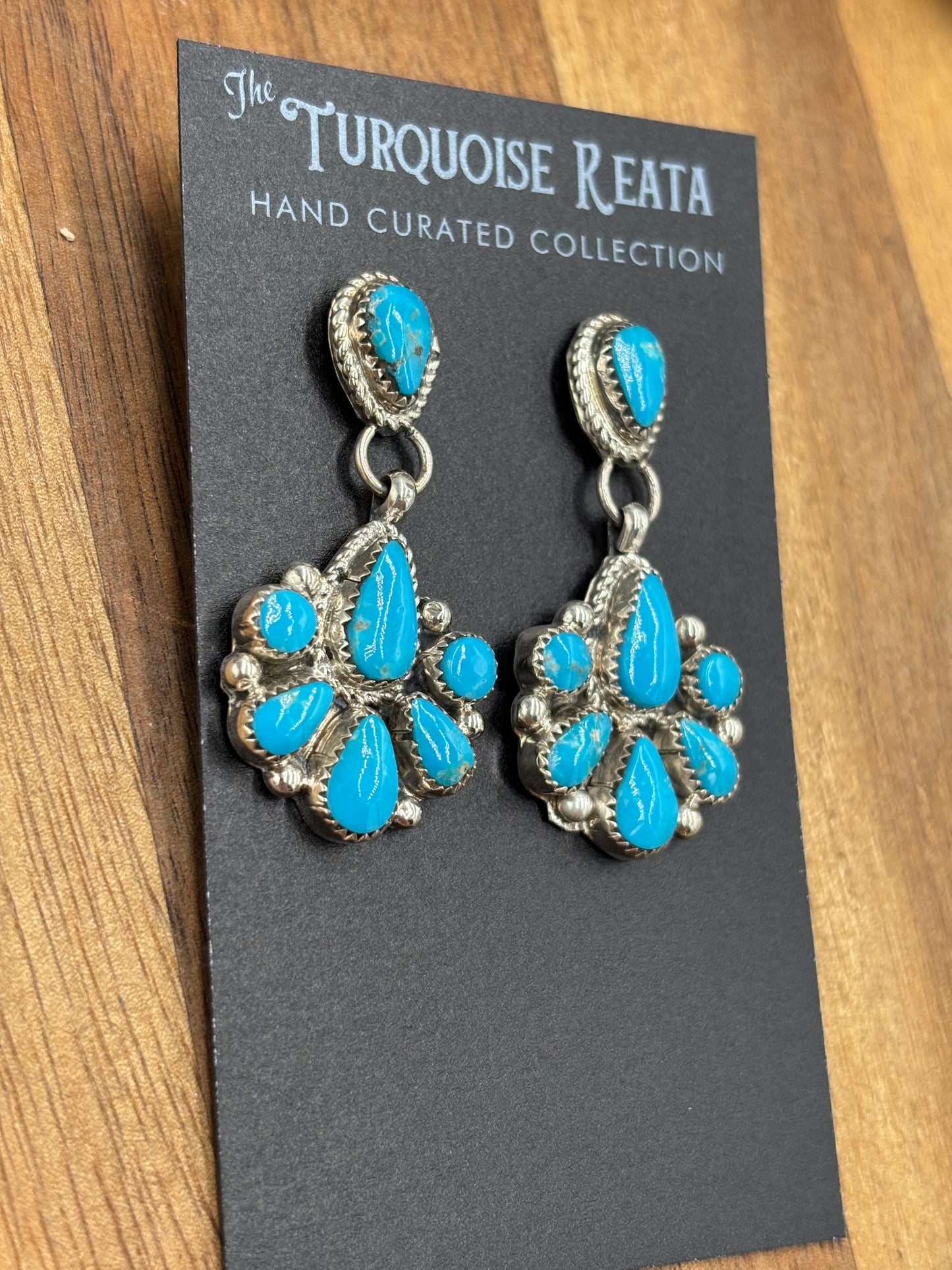Kingman Turquoise Earrings #1 by Alicia Wilson, Zuni