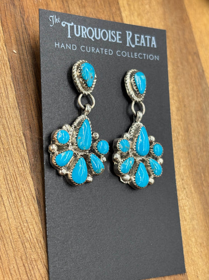 Kingman Turquoise Earrings #1 by Alicia Wilson, Zuni