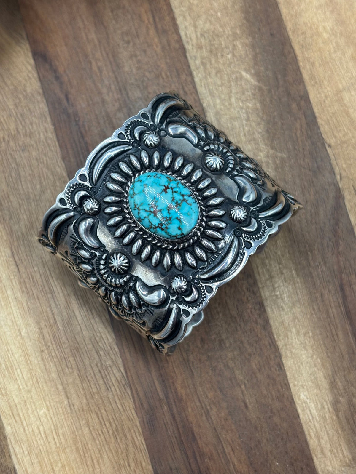 Turquoise #1022-32 Cuff by Darryl Becenti, Navajo