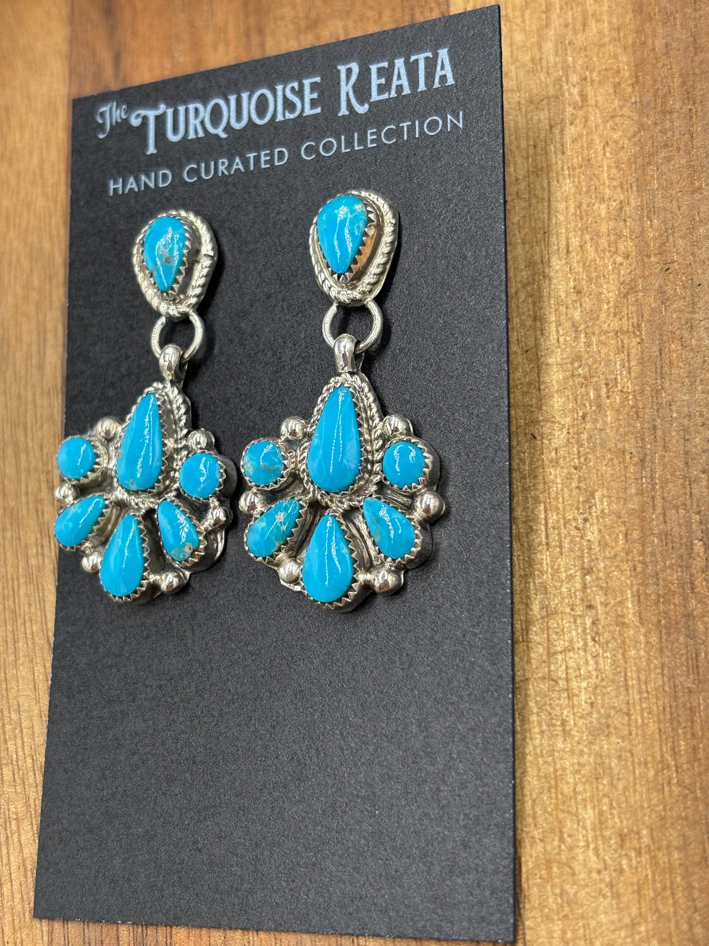 Kingman Turquoise Earrings #1 by Alicia Wilson, Zuni
