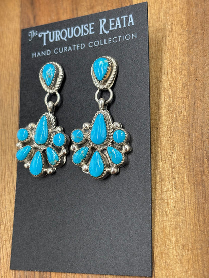 Kingman Turquoise Earrings #1 by Alicia Wilson, Zuni