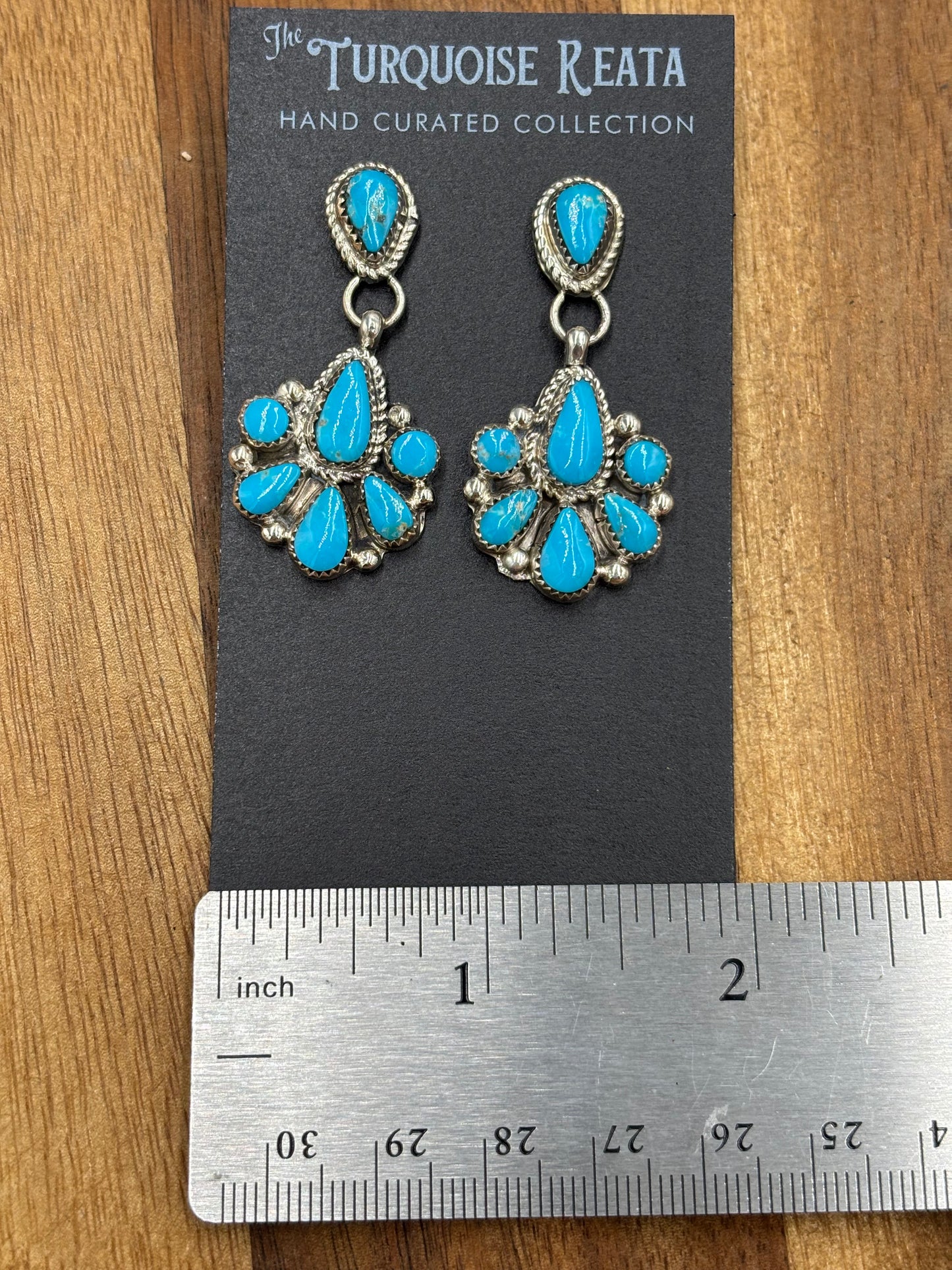 Kingman Turquoise Earrings #1 by Alicia Wilson, Zuni