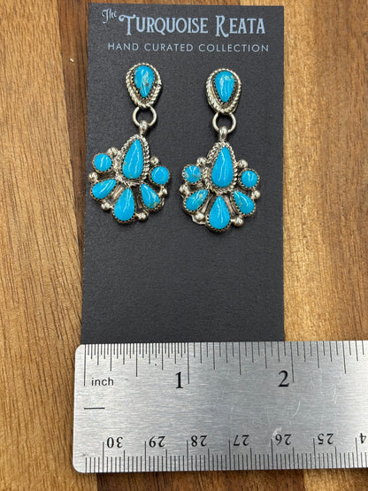 Kingman Turquoise Earrings #1 by Alicia Wilson, Zuni