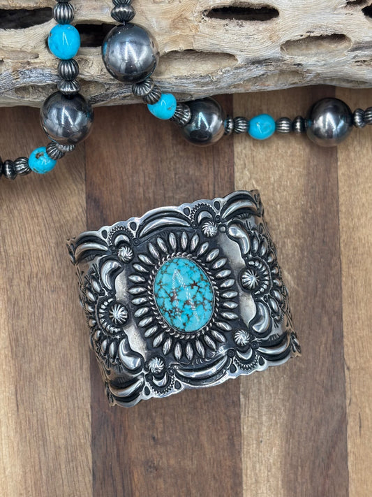 Turquoise #1022-32 Cuff by Darryl Becenti, Navajo