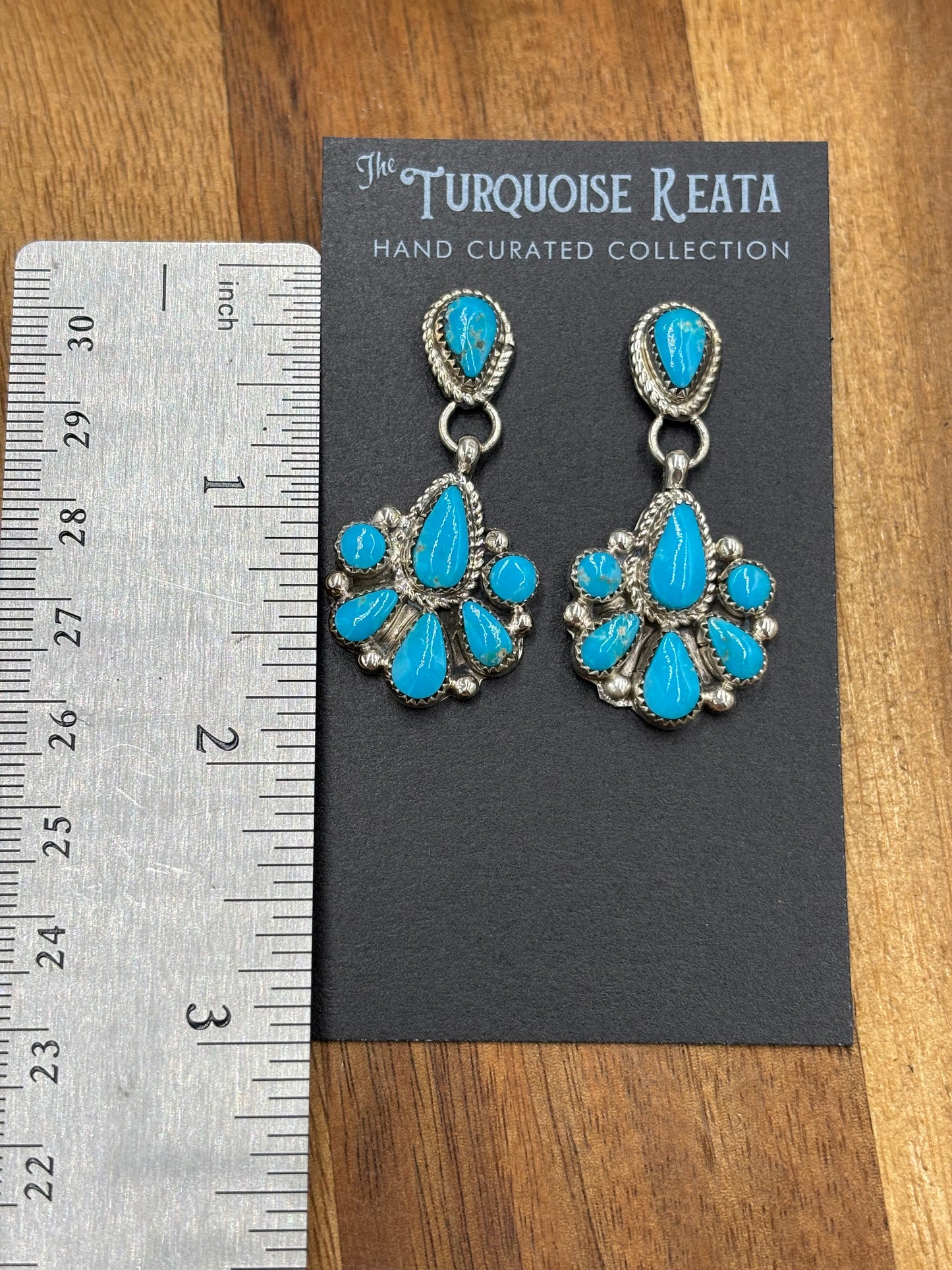 Kingman Turquoise Earrings #1 by Alicia Wilson, Zuni