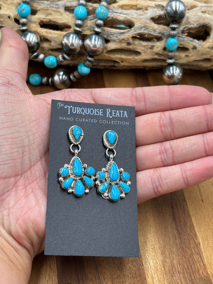 Kingman Turquoise Earrings #1 by Alicia Wilson, Zuni